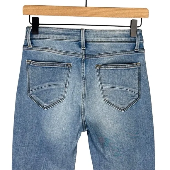 Driftwood Roxy Jeans Womens 25 Embroidered Mid Rise Kick Flare Raw Hem Stretch - Picture 5 of 7